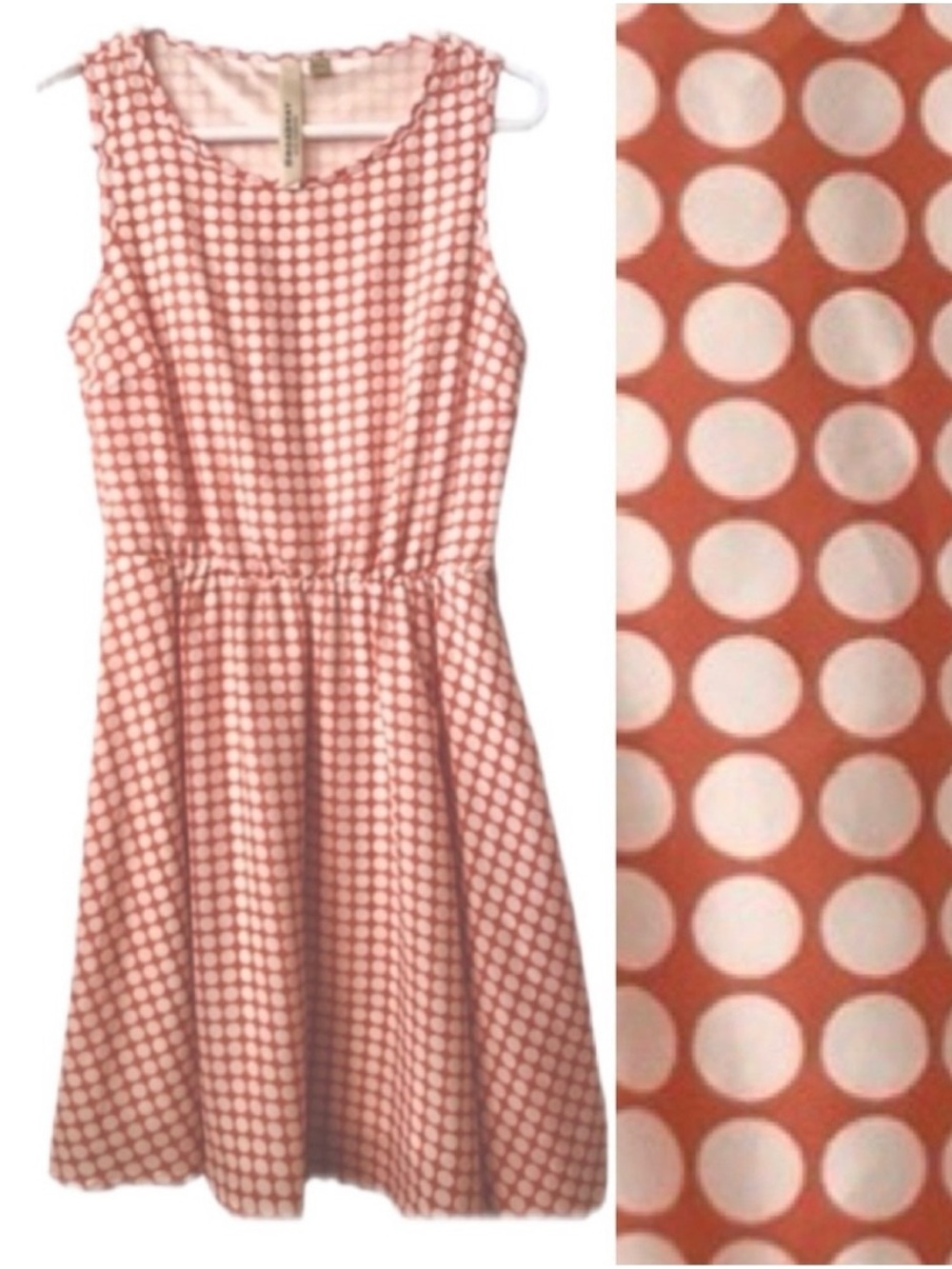 Broadway NYC Fashion dress orange with white polka dots size small